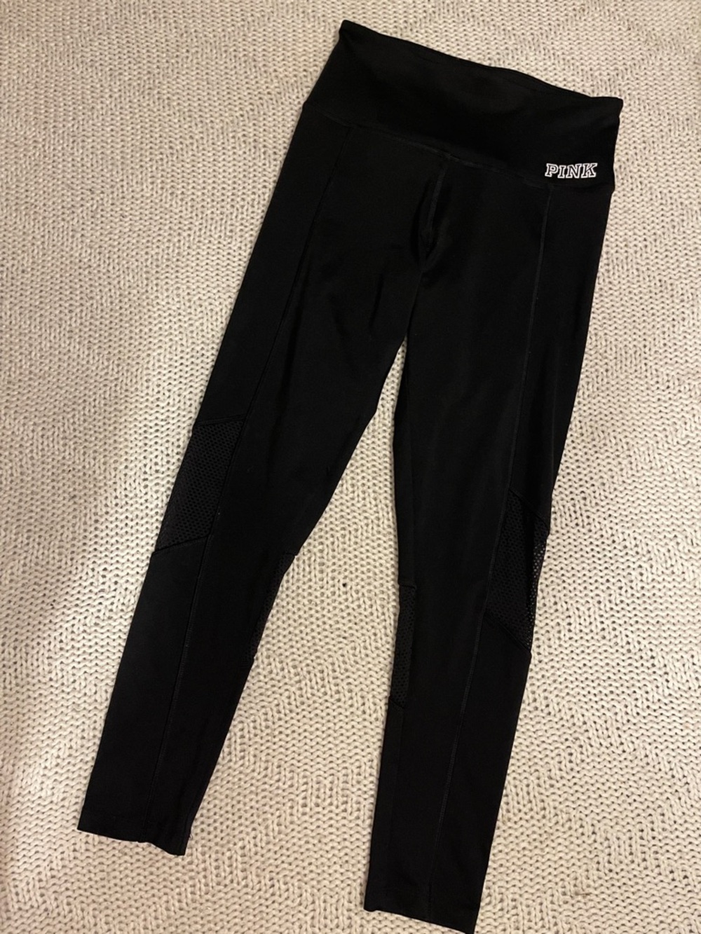 PINK Victoria’s Secret Ultimate Black Mesh Panel Leggings High Rise SP